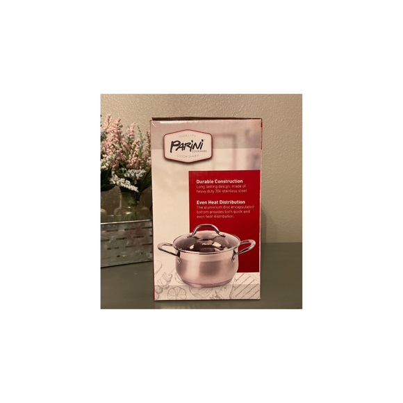 Parini 4 Quart 304 Stainless Steel Dutch Oven with Tempered Glass Lid-New in Box - Picture 5 of 7